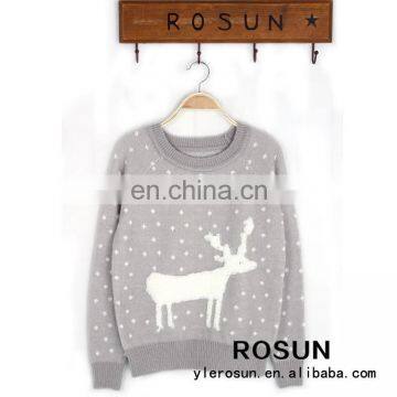 LAST CHARM top fashion with spot pure white deer sweater for grils