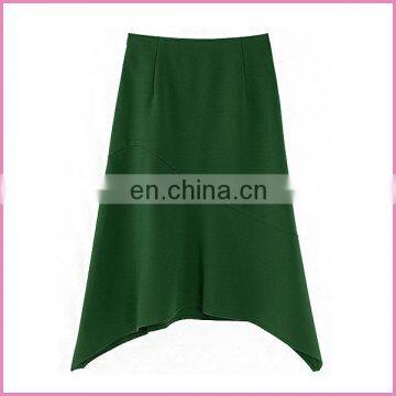 reversible style back split stretch fabric with lining green skirt