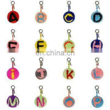 10cm letter pom pom colorful love fur keychain