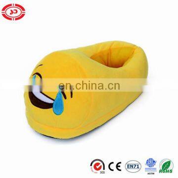 Big laugh with tears funny yellow plush stuffed soft slippers