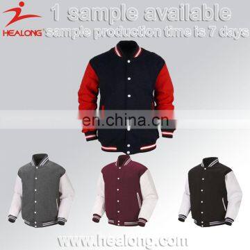 Healong Custom Made Guangzhou Sublimation Plain Baseball And Softball Jacket