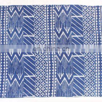 Indian Handmade Blue Indigo Dyed Hand Block Print Cotton Kilim Rug Carpet Area Rug Home Rug 4x6 Ft