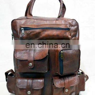 Real Leather Handmade Vintage Rucksack Brown School Bag Backpack Shoulder Bag