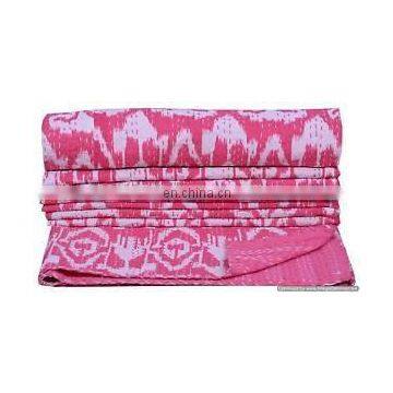60"x90" Ralli Blanket Handmade Bedspread Bedding Ndian Reversible Kantha Quilt Handmade Ikat Print Bedspread Twin Size Throw photo-3