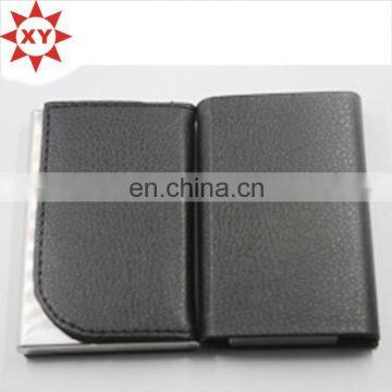 Shiny Metal Black Leather Business Card Holder photo-5