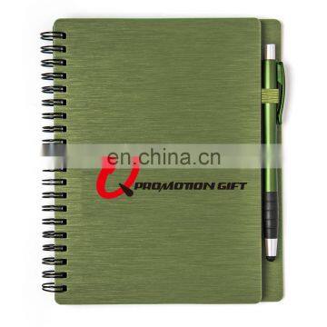 Mercury Spiral Round 70sheets Lined Notebook Set With Stylus Ball Pen and Solid Metallic Textured Cover photo-3