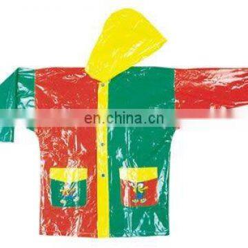 pvc children muilti-coloured raincoat