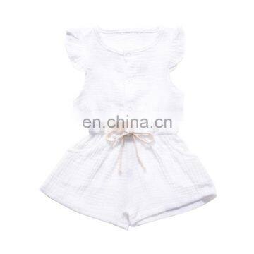 Cute Baby Rompers Girl Summer Flutter Sleeve Single Breasted Baby Jumpsuit With Pocket Design Baby Onesie Kids Clothes 1-5T photo-6