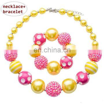 Princess Girl Necklace bracelet Set Candy Color bubble beads Kids Sweet Necklace Gift