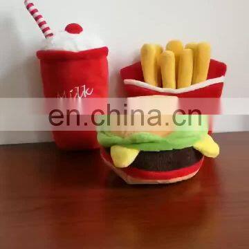 The New Burger pet Plush toy French fries Burger Milkshake cup Plush Voice toy