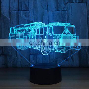 3D Fire Engine Modelling Table Lamp 7 Colors Changing Fire Truck Car Night Light USB Sleep Light Fixture Bedroom Decor Kids Gift photo-6
