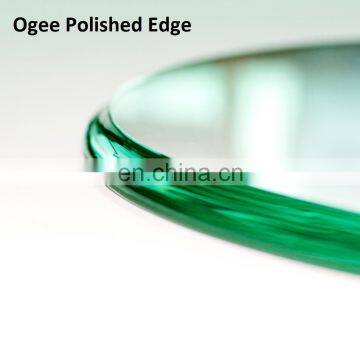 36" Inch Round Glass Table Top, 3/8" Thick, Ogee Edge, Tempered Glass