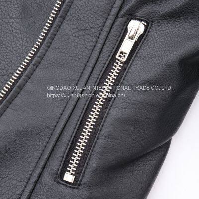 HOT SALE 2021 NEW ARRIVAL LADIES'FAUX LEATHER MOTORCYCLE JACKET photo-2
