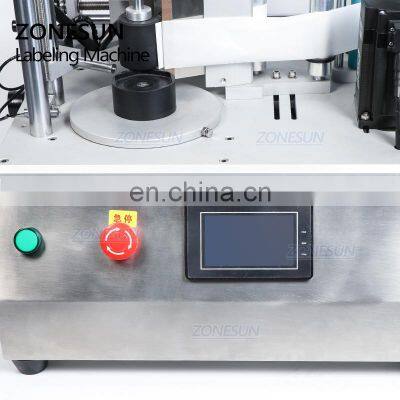 ZONESUN ZS-TB300W Hexagonal Jar Rotary Commercial Semi Automatic Sticker Labeling Machine For Square Cosmetics Glass Bottles photo-3
