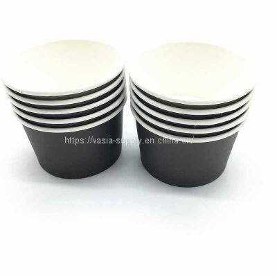 Thicken disposable 8oz 12oz 16oz black paper ice cream cups frozen dessert yogurt round containers
