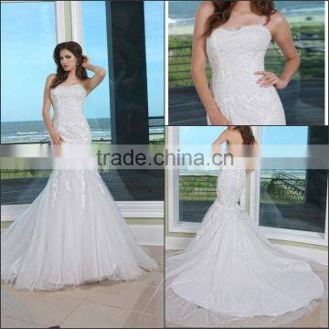 Strapless Sleeveless bottom tulle mermaid Wedding Dress