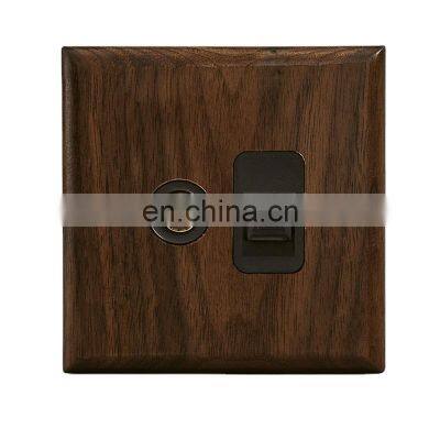 Wall Socket wood panel 220V 10A 1Gang TV&Computer&Phone Socket,Retro style Socket Panpel