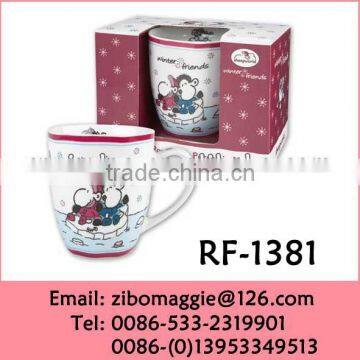 China Made Popular Christmas Belly Shape Ceramic Soup Mug for Cute Ceramic Promotion Mug