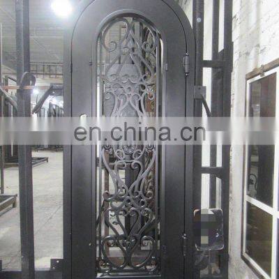 House Front Heavy Duty Threshold Hinge Anti Rust Galvanized Surface Treatment Security Wrought Iron Single Entry Door With Glass photo-4