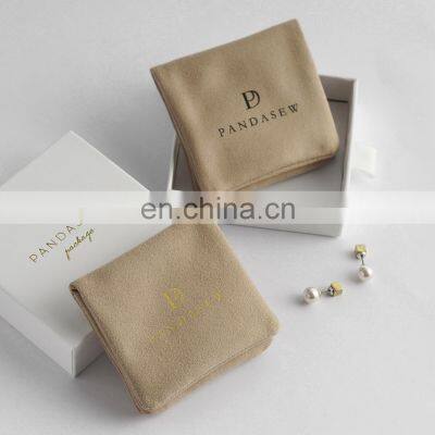 PandaSew Custom Logo Luxury Envelope Flap Velvet Gift Jewelry Pouch Package for Earrings,Rings,Necklace