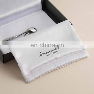 PandaSew Custom Logo Luxury Jewelry Packaging Bag White Satin Envelope Style Jewelry Pouch