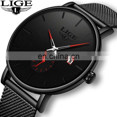 LIGE 9945 2022 New Fashion Mesh Belt Mens Watches  Men Waterproof Quartz Wristwatch Male Stainless Steel Clock Date Casual Watch