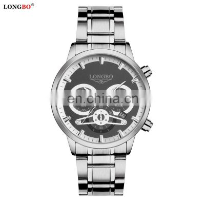 LONGBO 80736 Original Men's Gold Watch Stainless Steel Strap Fashion Quartz Date Showed Men Wrist Watch