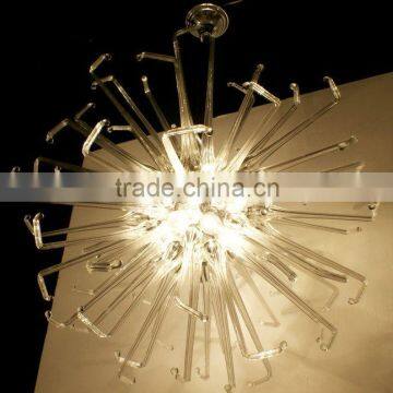 Unique Round Glass Chandelier Clear White