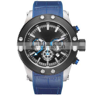 Fashion Watches 2022 Casual Quartz Watch Men Large Dial Waterproof Multifunction Chronograph Luxury Watch Custom Logo Leather Wa photo-3