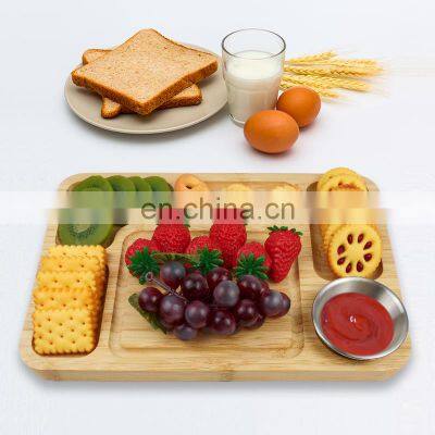 Natural Bamboo Cheese Board Charcuterie Platter WIth Bowls photo-3