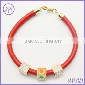 DIY handmade cube letter alphabet custom leather bracelet