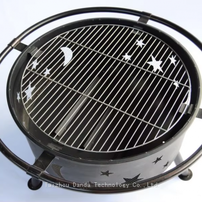 Steel Round Fire Pit With Star Looking photo-5