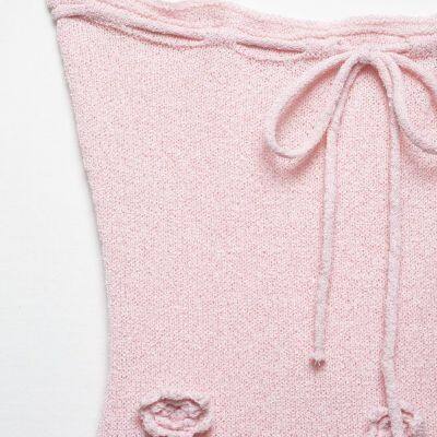 2025 Women's European and American Spring New Product: Three Dimensional Flower Chest Strap Knitted Strapless Dress photo-2