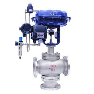 Three Way Control Valve with Cage Structure for Chemical Power Station Industry Spot Stock Supplier