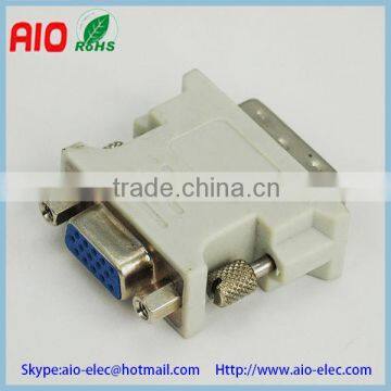 gray nickel plated DVI male plug to VGA D-Sub female jack adaptor connector for projector