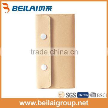 2016 Fashion Brown Kraft Paper Bag Metal Button Long Wallet