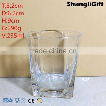 240ml Square Glass Cup Clear Shot Glass Thick Bottom