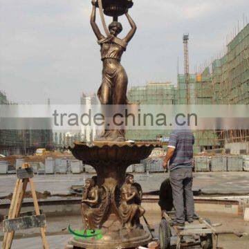 Bronze big lady fountain sculpture