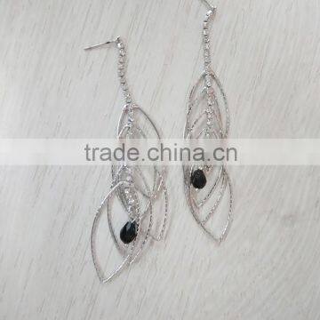 Earring, Tear Drop Metal Cup Chain Glass Beads Crystal Fashion Earring, Crystal Earring Jewelry PT2172