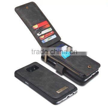 With Card Slot Photo Frame Case for Samsung Galaxy S7 Edge CaseMe PU Leather Wallet Flip Stand Cover With Zipper MT-5701