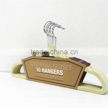 hot sale flocking clothes hangers wholesale beige grey black closet velvet hangers