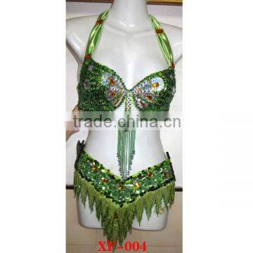 dark green rhinestone belly dance wear (XF-004)