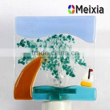 MX170182 Fused glass palm tree and boat night light for Kids bedroom