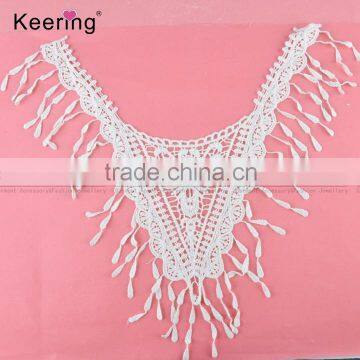 offwhite cotton fringe lace applique collar for decoration WLS-386