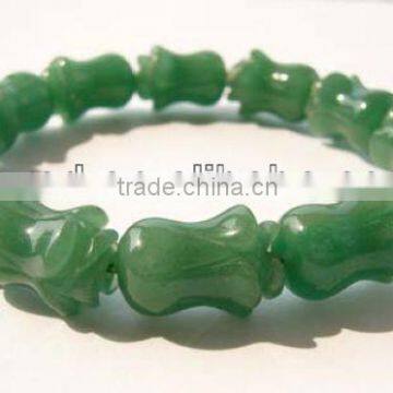 Gemstone green aventurine rose flower bracelet jewelry beads