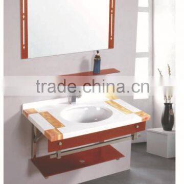 free standing stainless steel bathroom cabinet/stainless steel bracket with ceramic basin/hanging ceramic basin