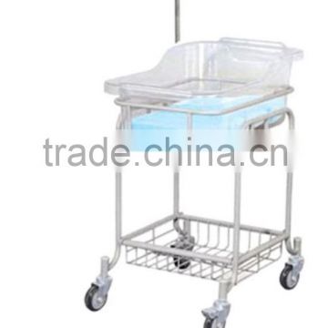 China HR-761 hospital metal baby bassinet / trolley cart