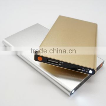 Slim metal power bank with led torch for mobile phone 4300mAh