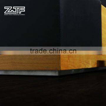 ZJF Black Leather Shoe Stool in Design Retail Wooden Trying Stool photo-4