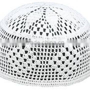 White muslim prayer knitted caps